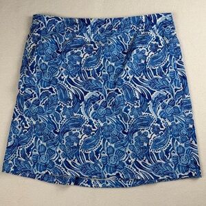 RipSkirt Women's Knee Length Adjustable Wrap Floral Skirt Blue White Large